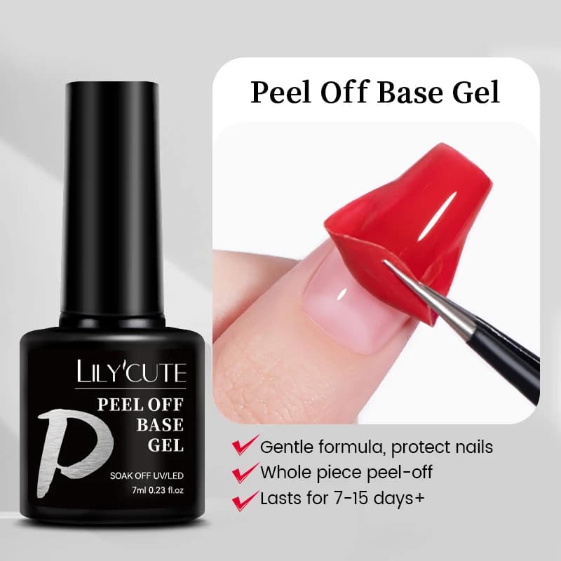 LILYCUTE 7ml Peel Off Base Gel UV Gel Smalto per unghie Trasparente Primers Semi Permanente UV Gel morbido per proteggere la cura delle unghie Art