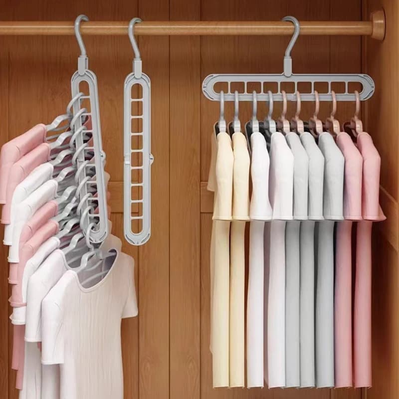 3Pcs 9-hole Clothes hanger Organizer Space Saving Hanger Multi-function Folding Magic Hangers Drying Racks Scarf Clothes Storage