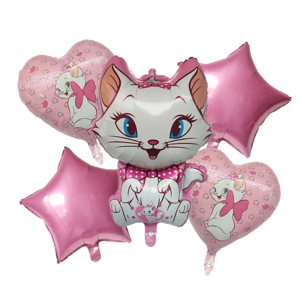 5 pezzi Marie Cat palloncini a tema rosa decorazioni per feste di compleanno grande palloncino foil baby shower per bambini giocattoli regali per ragazze decorazioni per la casa