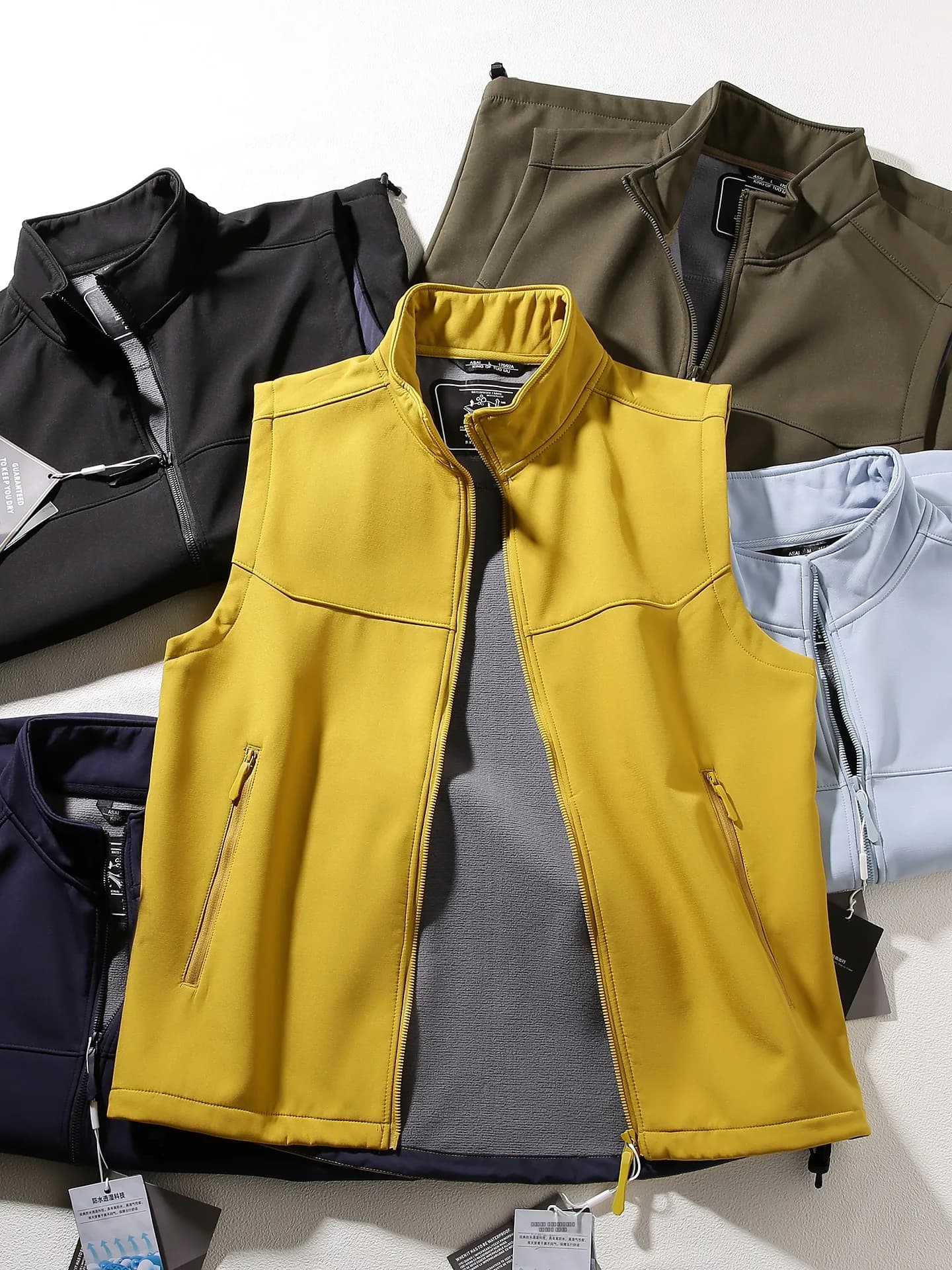 Outdoor Sports Composite Soft Vest Men Women Waterproof Breathable Wear Resistant Casual Collar Fleece Lined Jacket