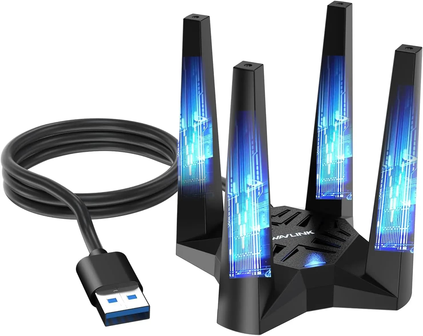 Adattatore USB WiFi 6E AX5400 per PC e Laptop, Tri-Band 6GHz/5GHz/2.4GHz con Antenne ad Alto Guadagno, Compatibile con Windows 11/10