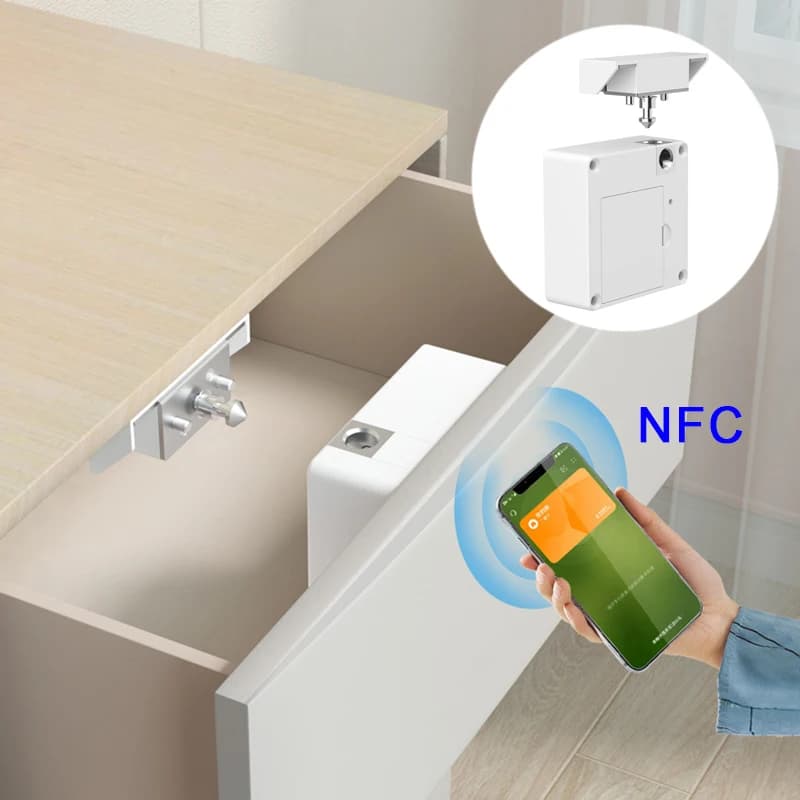 Serratura Elettrica per Armadietto con Sensore NFC e Carta RFID 13.56MHz, Installazione Nascosta Invisibile