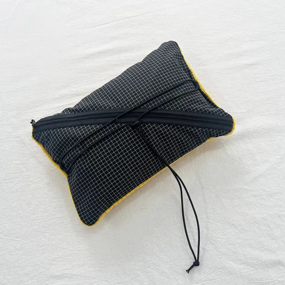 2-in-1 Pillow Storage Bag Retro Color Ultralight Camping Headrest Multifunctional Grid Pattern Makeup Organizer Camping Sleep