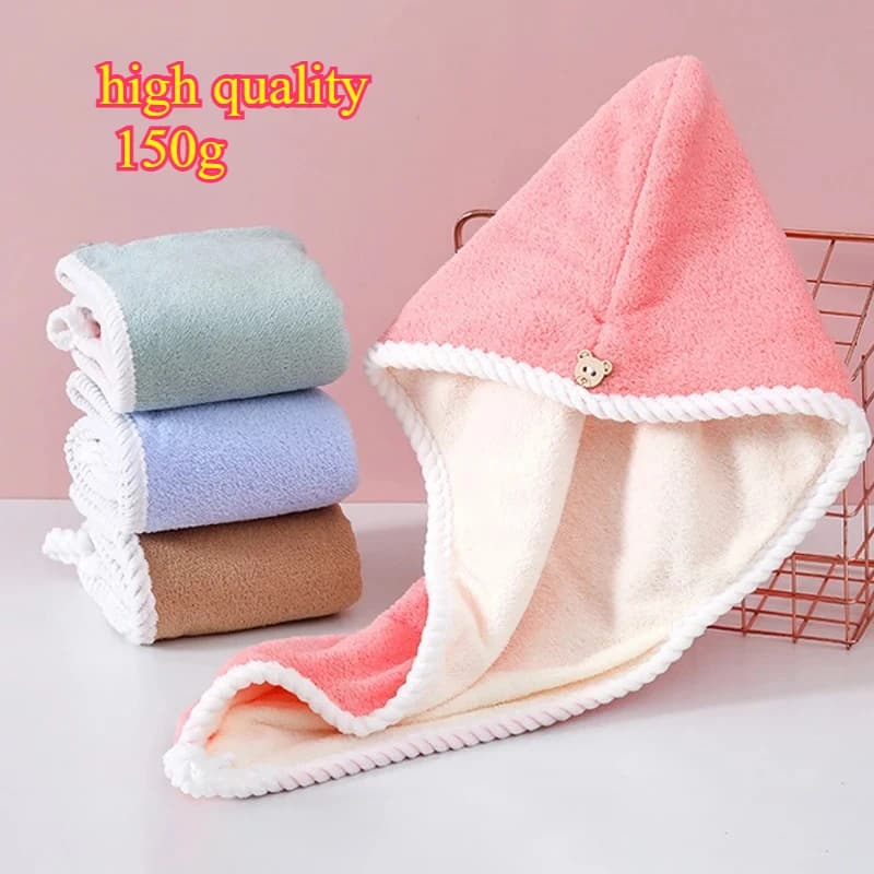 Asciugamano per capelli a rapida asciugatura da donna, per nuoto e cura dei capelli, accessorio da bagno per adulti, turbante per capelli lunghi in microfibra, cappello per capelli, asciugamano a cappello.