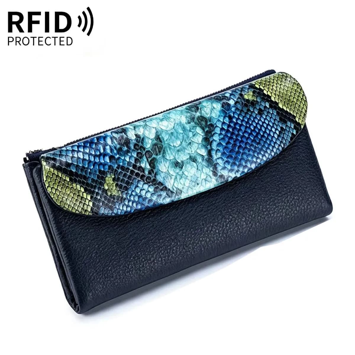 Porta carte RFID Portafoglio in vera pelle Borsa morbida in vera pelle di mucca Donna 2026 Nuovo modello serpentino Pochette in pelle di vacchetta con scatola