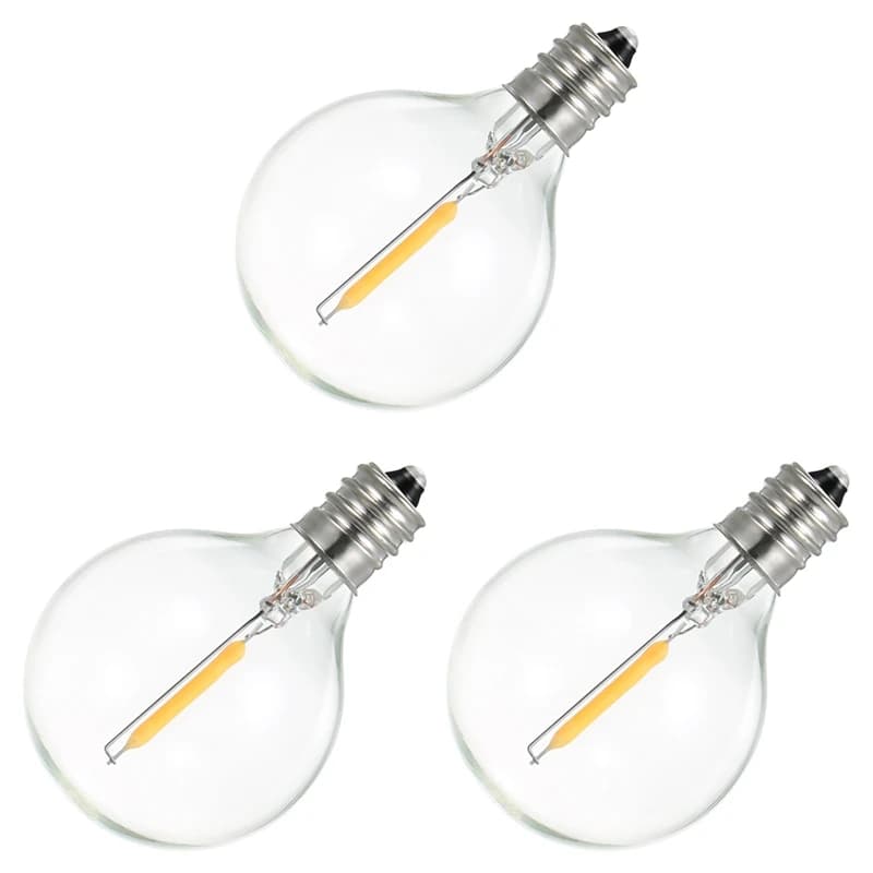 GTBL 3Pcs G40 lampadine di ricambio a Led, lampadine a globo a LED infrangibili con Base a vite E12 per luci a stringa solare bianco caldo