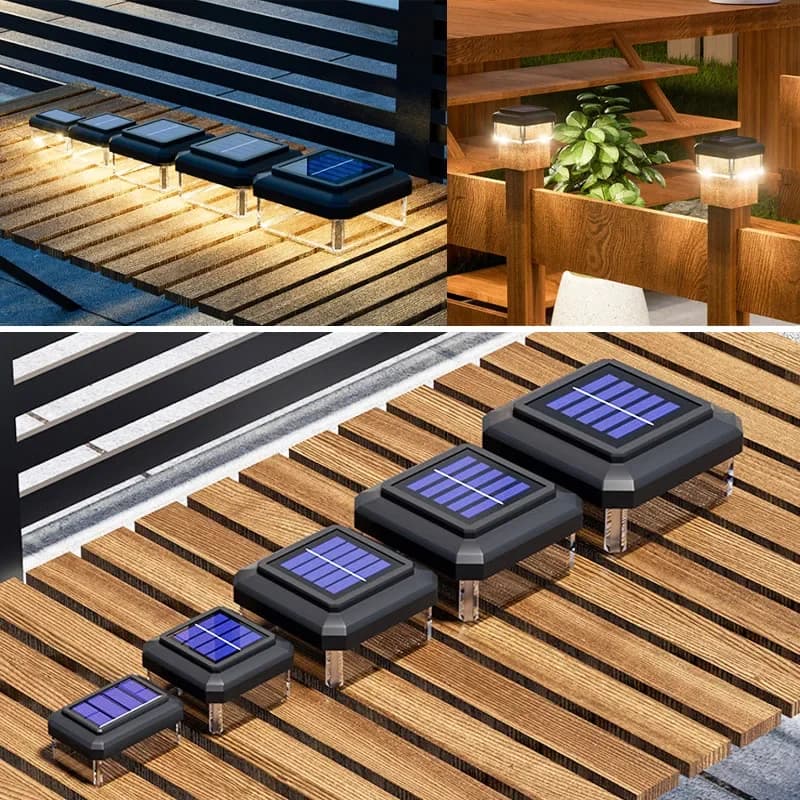 Square Solar Post Cap Lights Waterproof Outdoor LED Fence Post Lamp Deck Patio Garden Column Cap Landscape Night Lighting