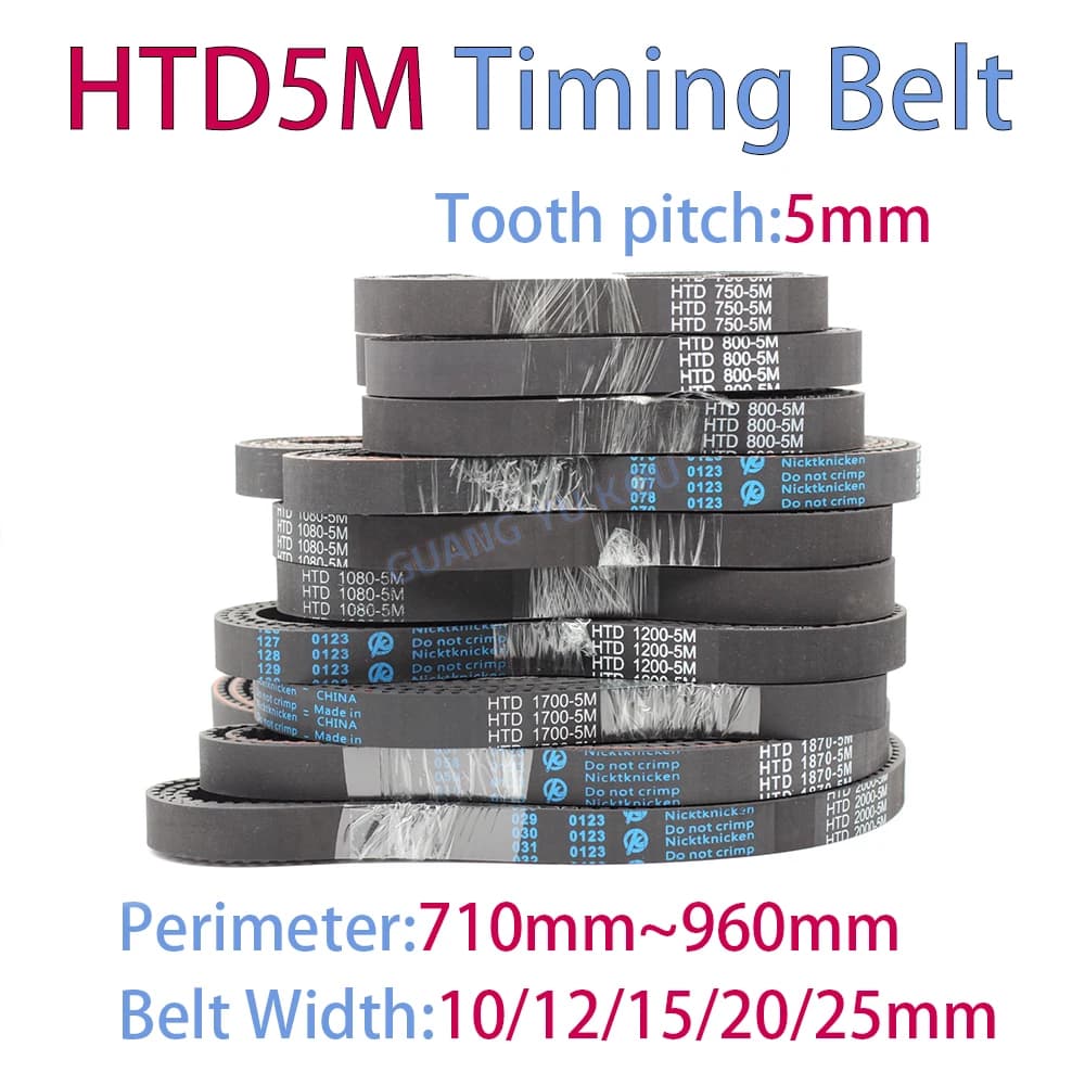 HTD5M Cinghia dentata in gomma ad anello chiuso Larghezza 10-25 mm Lunghezza 710 mm ~ 960 mm HTD 5 m 715 720 730 740 750 800 810 820 830 840 850 900 945 mm