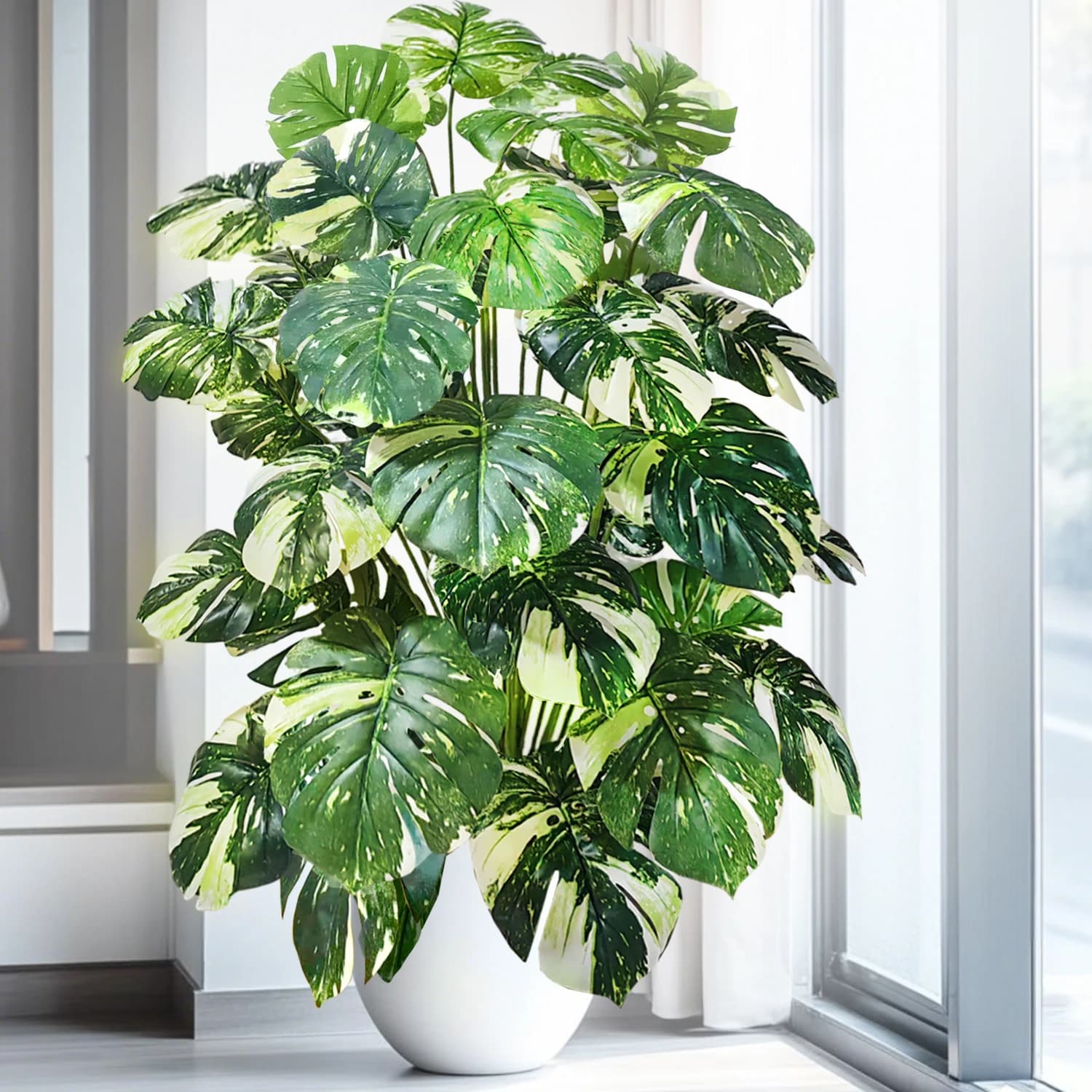 40-105 cm /40,5 inches Artificial Plants Monstera Palma Fake Turtle Sheets Plastic Cancer Green High Plants for Home Garden Room Decoration