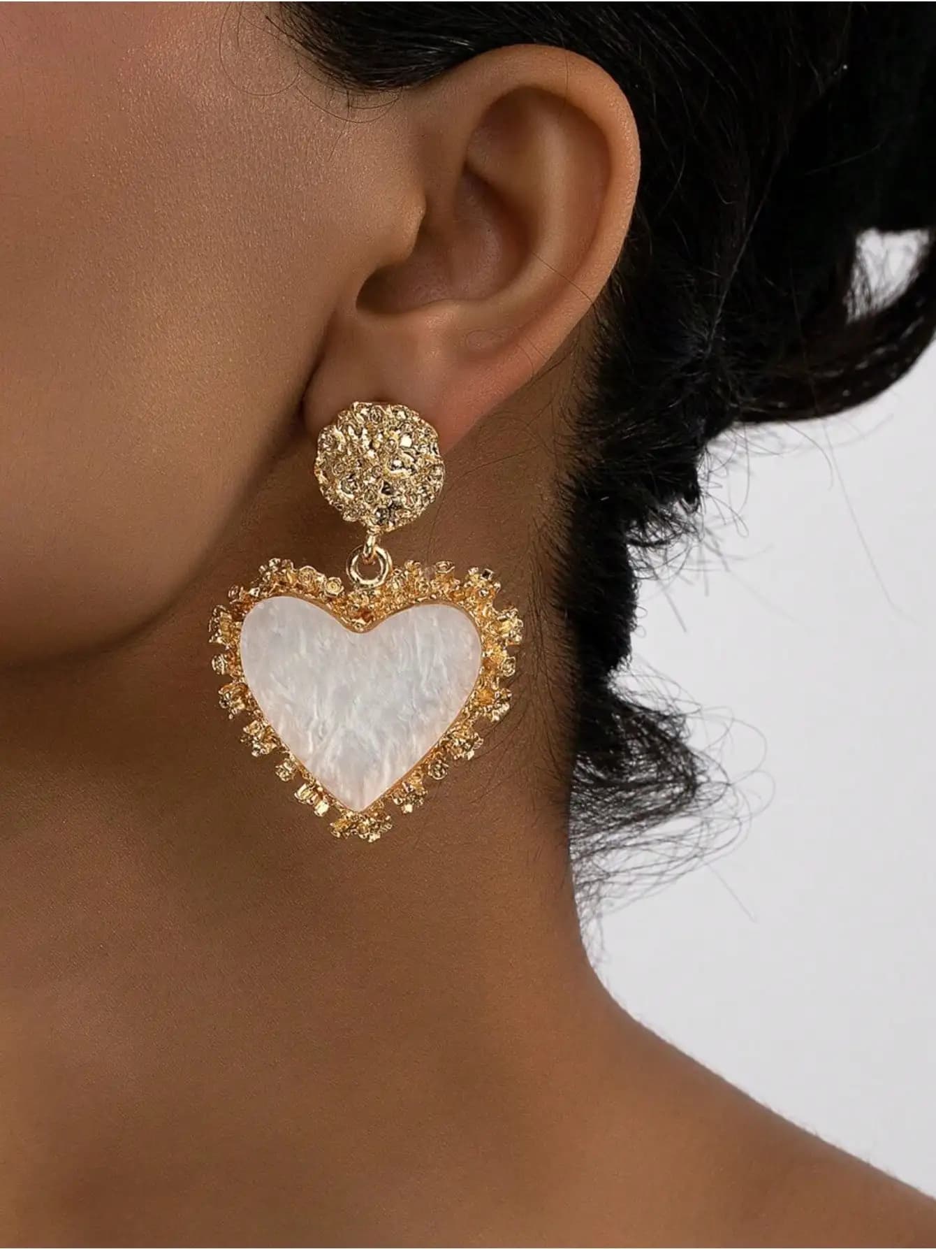 Rhinestone Detail Heart Drop Earrings Valentines