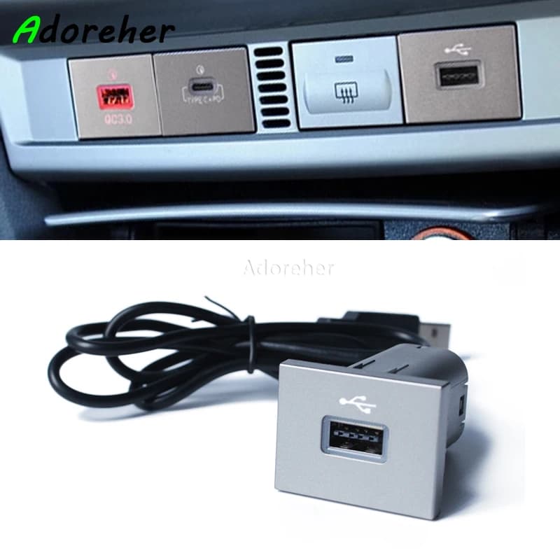 12 V/24 V Argento Auto USB Convertito Adattatore di Carico Del Veicolo Presa Flash Cavo di Interfaccia Accessori Per Ford Focus 2 Mk2 2009-2011