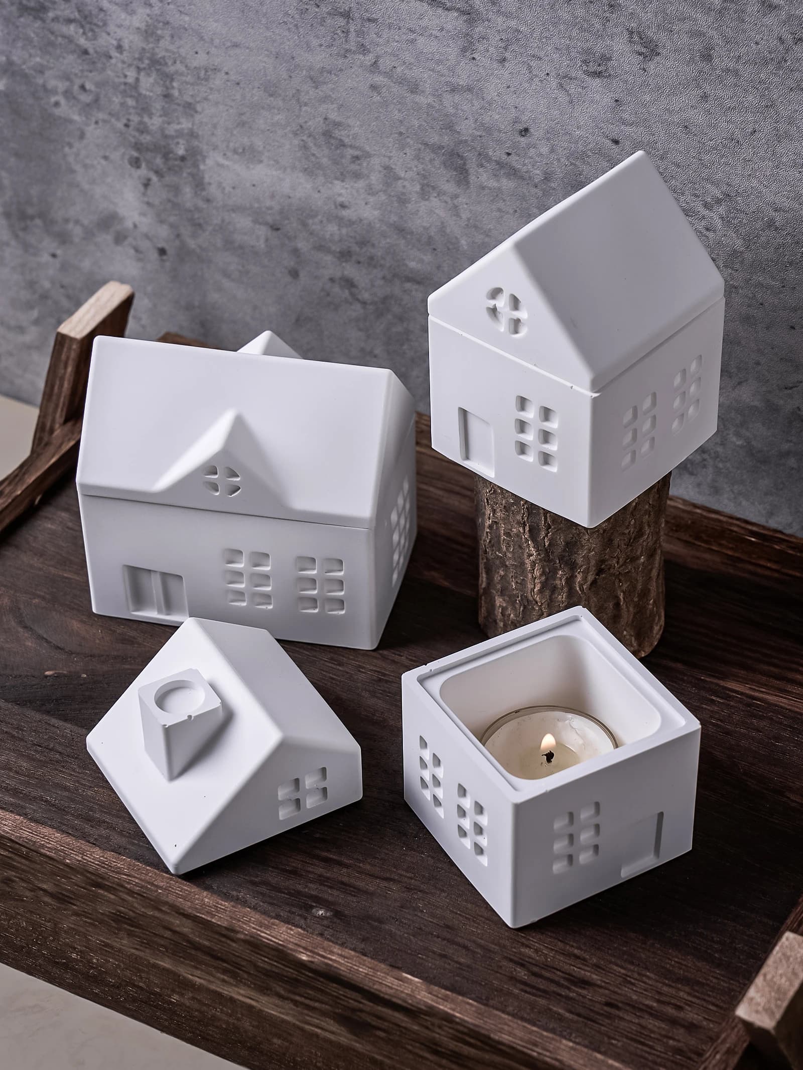 House Shape Candle Jar Silicone Mold DIY Handmade Houses Plaster Casting Molds Concrete Resin Craft Gift Making Tool Home Decor