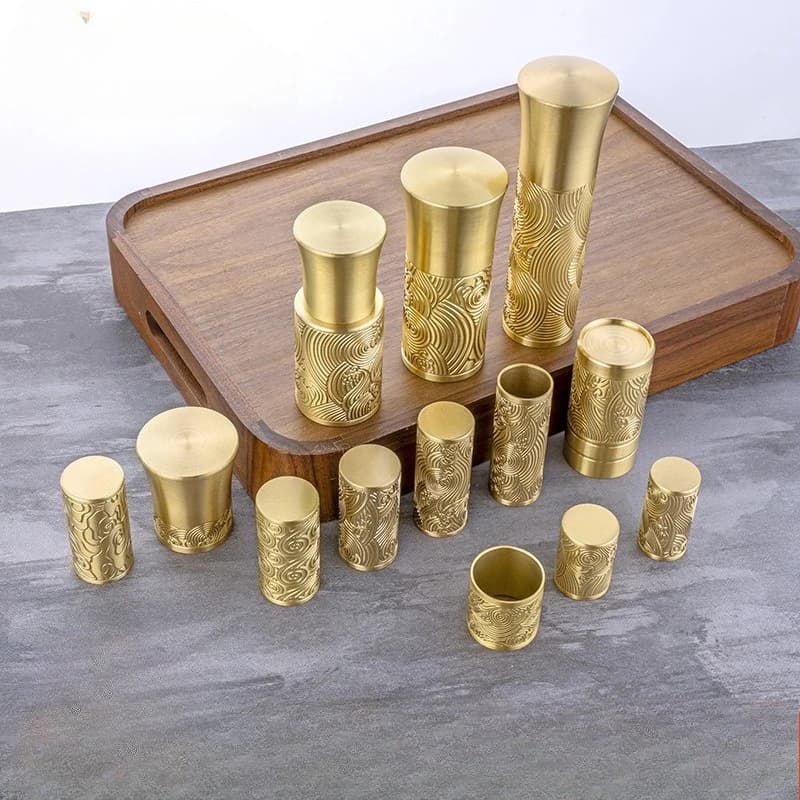 Brass Engraved Arm Cover New Foot for Chinese Brass Furniture Engraved Bed Column Cover for Chair Legs with Retro Cover