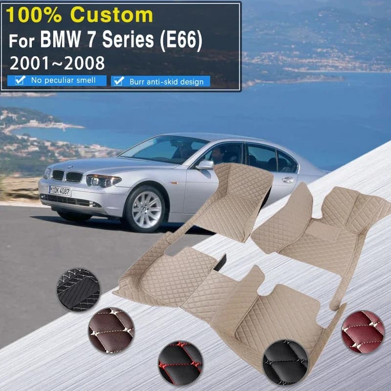 Tappetini per auto 3D per BMW Serie 7 E66 2001 ~ 2008 Tappetino in pelle impermeabile Tappeti Tapete Automotivo Para Carro Car Accessori