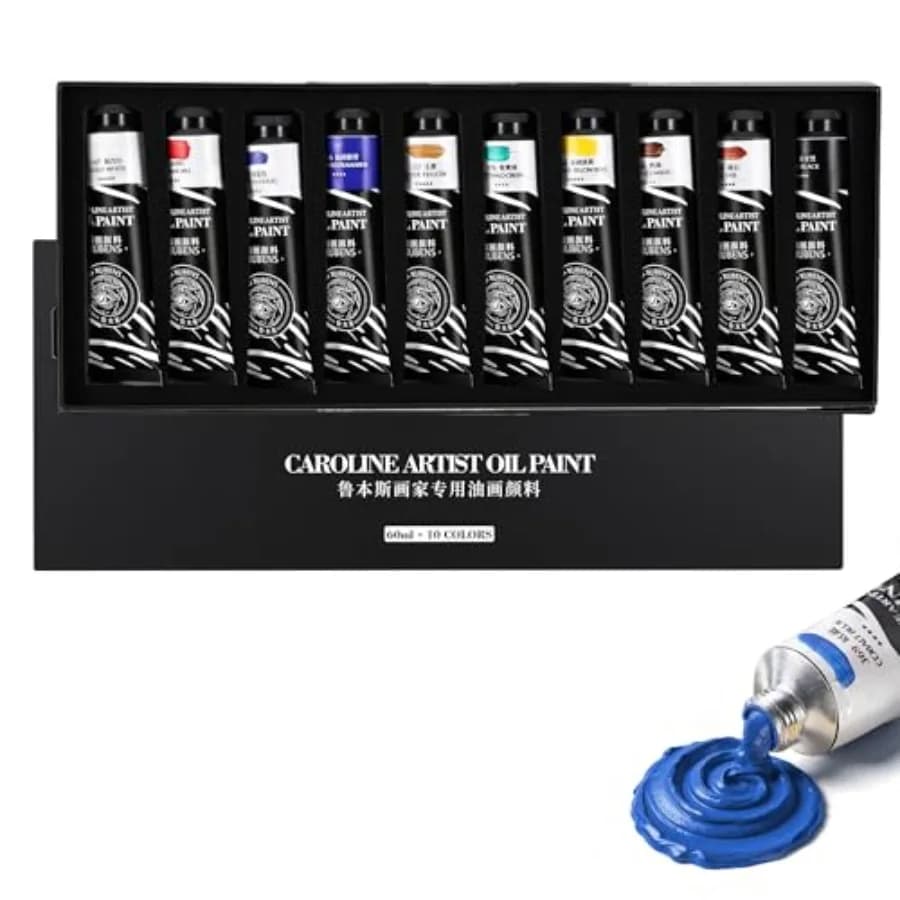 Oil Paints Set 10 Colors, 60ml Large Tubes Oil Color Paint for Canvas, Professional Oil Colors with High Saturation, s Art Supp