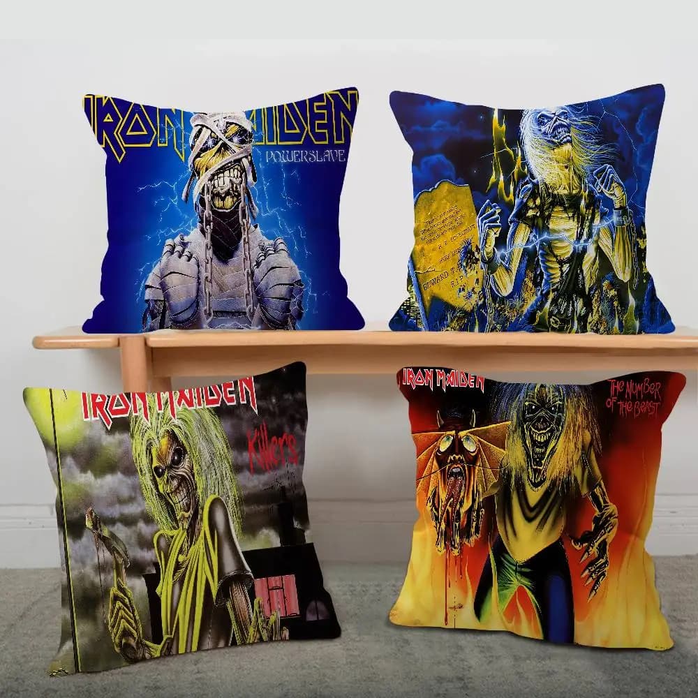 I-Iron-M-Maidens Fodera per cuscino con motivo musicale in metallo, cuscini per divano in poliestere, cuscini decorativi, decorazione per la casa, fodera per cuscino