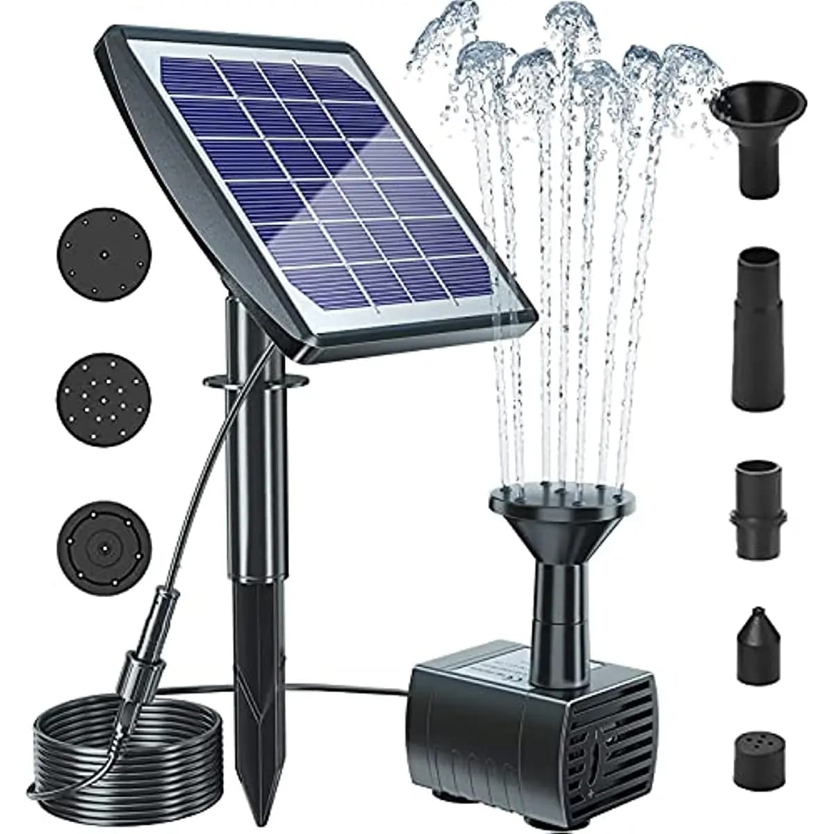 Solar Fountain 2W with Solar Panel Glass Pump Kit Outdoor Fountain for Bird Bath Pool Garden Pool Aquarium