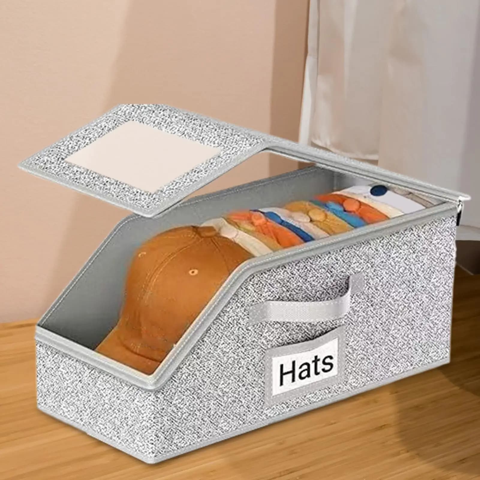 Organizer for Baseball Hats, Exhibitor and Container for Hats, Contains up to 24 Hats, Stackable Hats for Wardrobe and Entrance