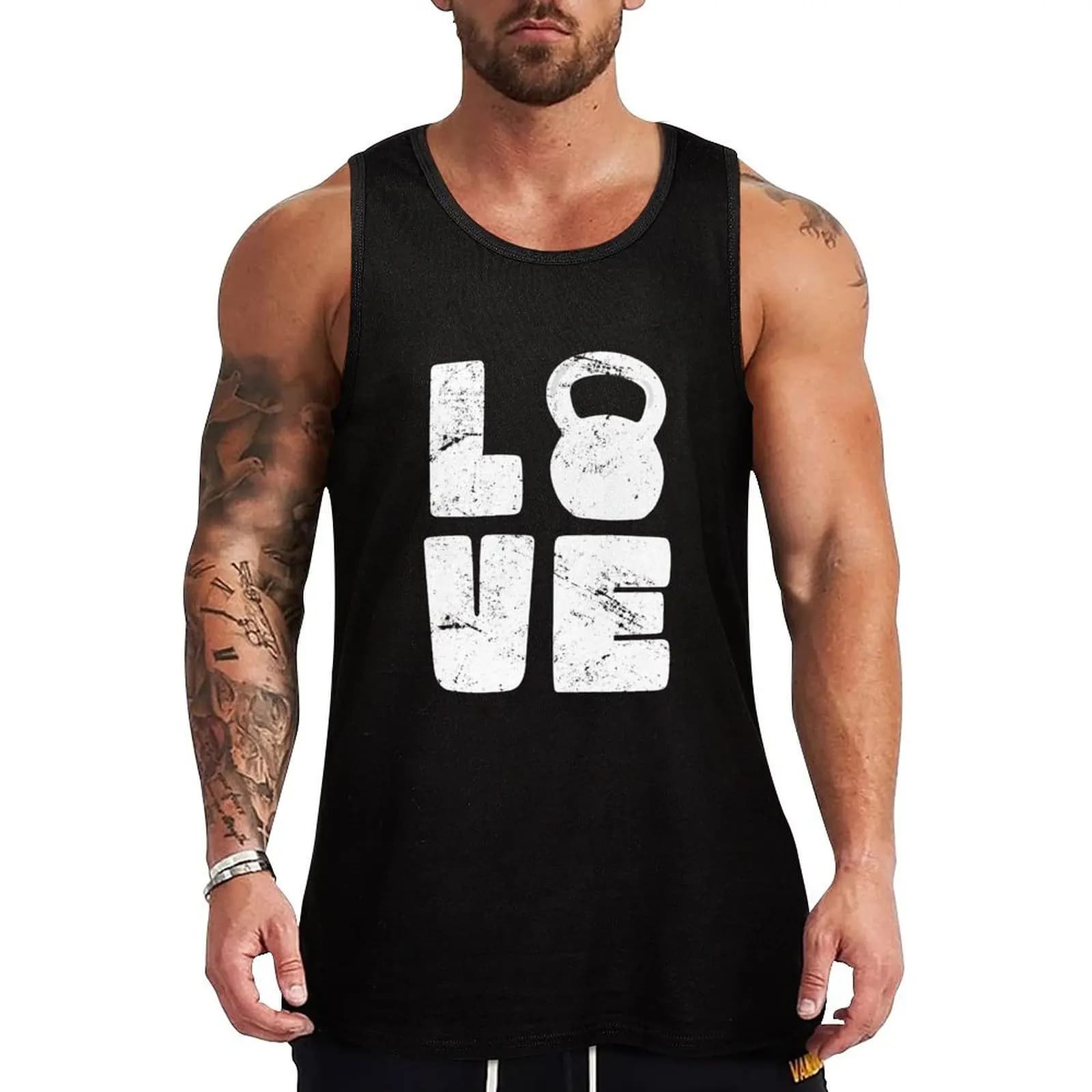 LOVE Kettlebell, Top Senza Maniche per Allenamento in Palestra, Stile Casual e Urbano