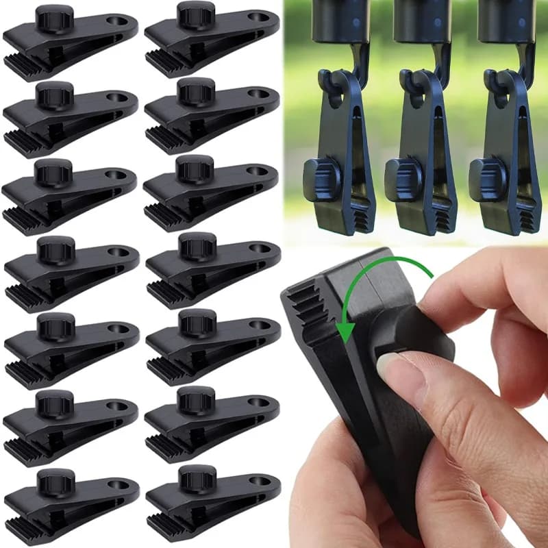 Windproof Tent Clips Camping Heavy Duty Tarp Canopy Clips Anti-Slip Awning Clamps Buckle for Outdoor Camping Gear Accessories