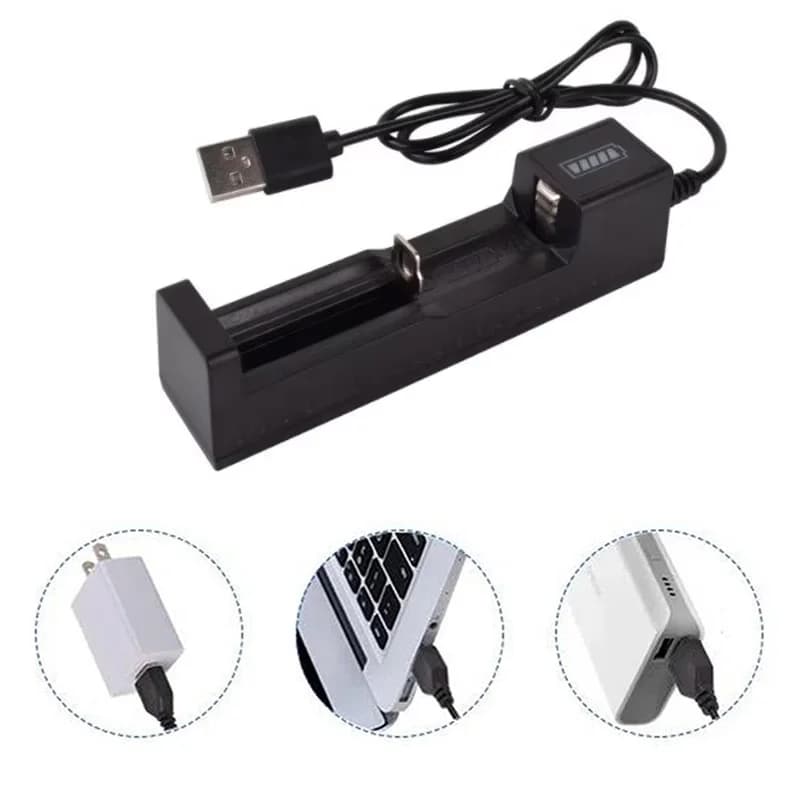 Batterie ricaricabili universali agli ioni di litio 4.2V Caricabatterie multifunzionale a 1 slot per batterie 16340 14500 18650 26650