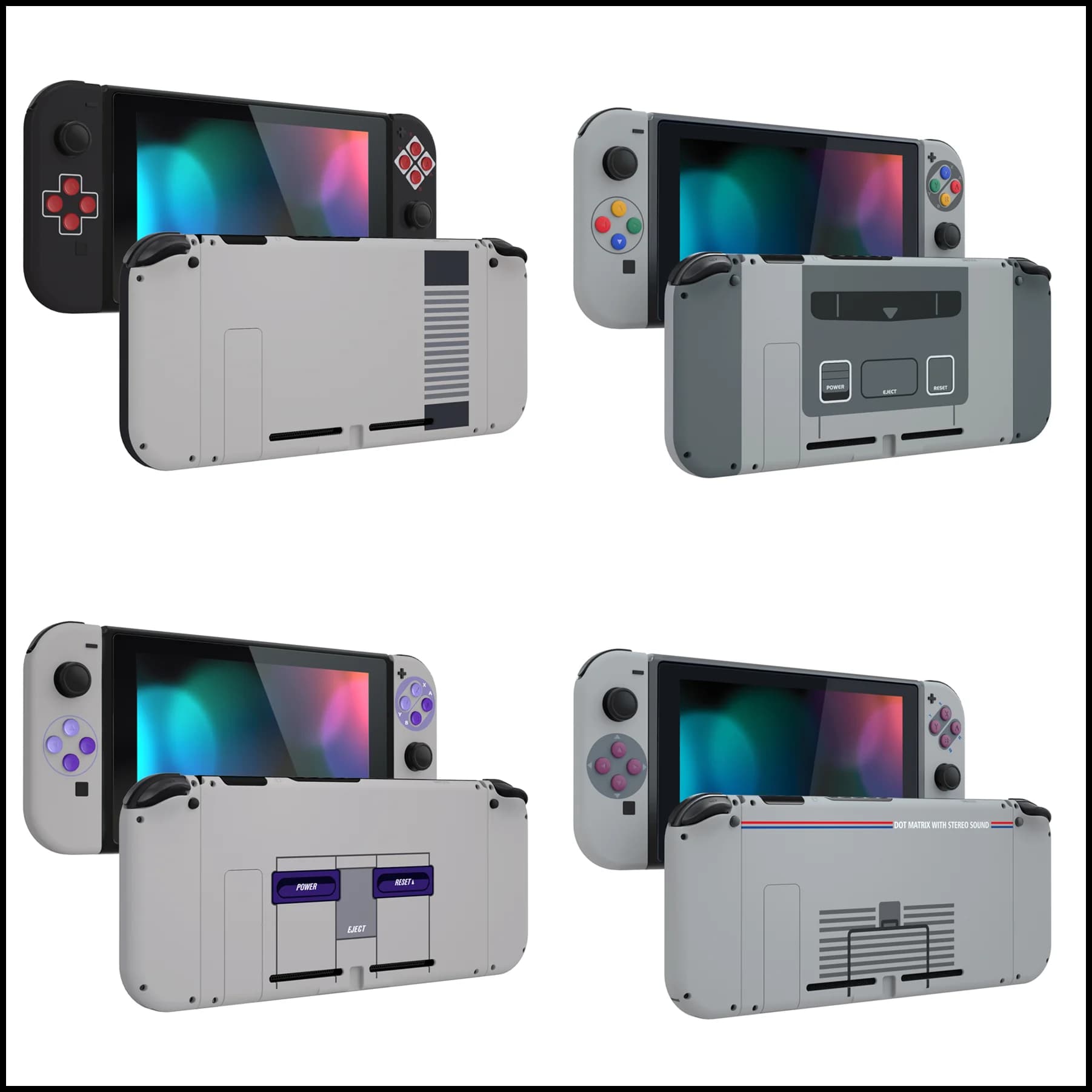 eXtremeRate Grip Console Backplate Controller Housing Shell con set completo di pulsanti per NS Switch - Stile Classico