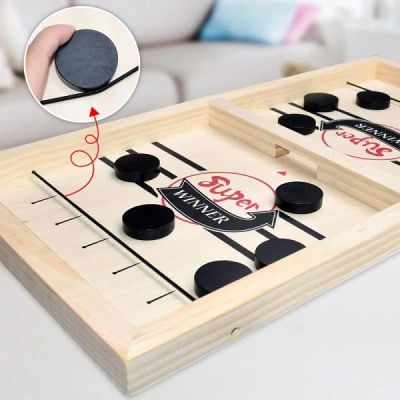 1 SET Famiglia Puck Gioco divertente Espulsione per bambini Scacchi Tavolo da tavolo in legno Gioco di hockey Party Puzzle per bambini Giocattolo