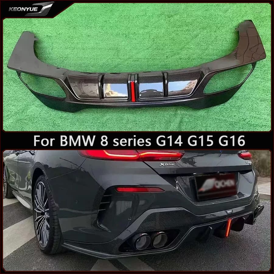 For BMW 8 series G14 G15 G16 830 840 850 Carbon Fiber Back lip Car Rear Bumper Diffuser Splitters Car Accessories body kit