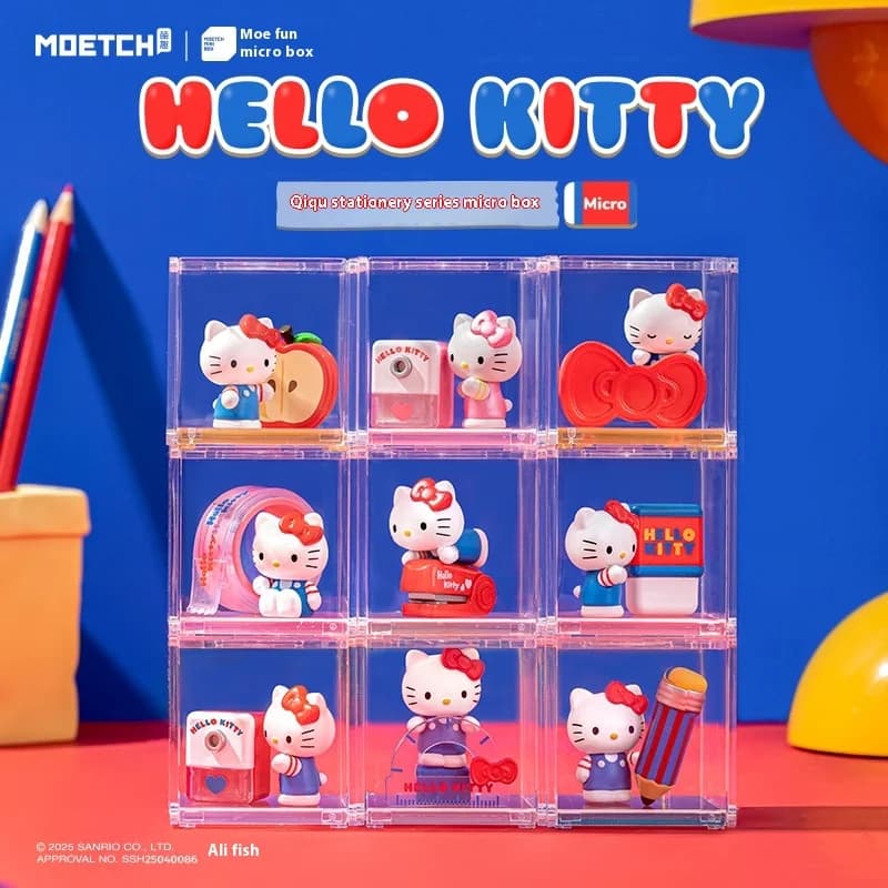 5 cm HelloKitty Micro Box KT Cat Blind Box Ornamento fatto a mano Volto in vinile carino bambola giocattoli per ragazze Regalo della serie di cancelleria alla moda