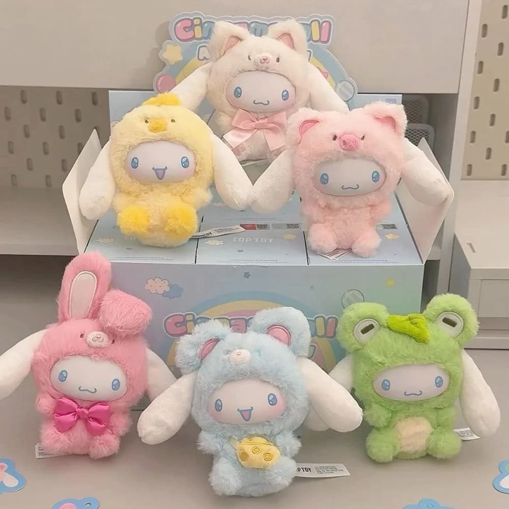 Genuine TOPTOY Cinnamoroll Animal Party Vinyl Plush Blind Box Cute Doll Bag Pendant Keychain Gift Collectible Toy
