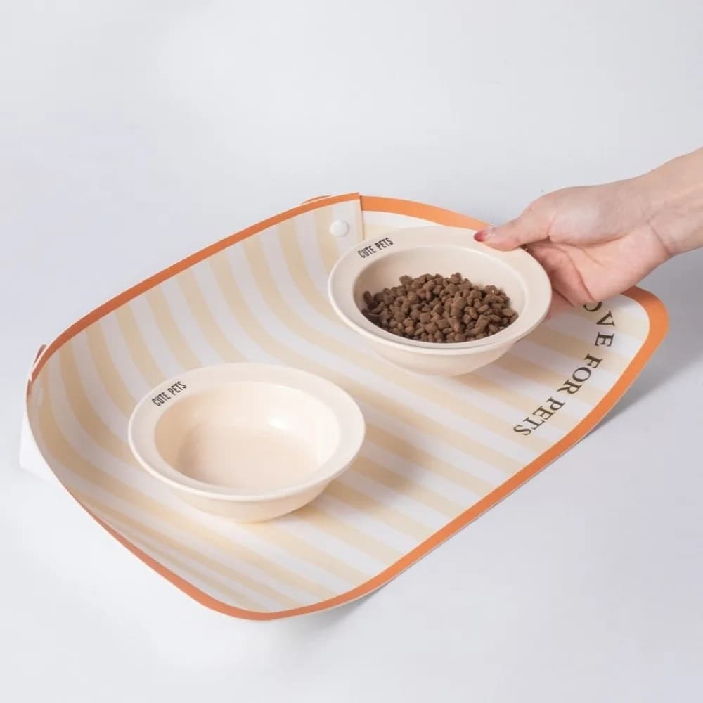 Anti Spill Pet Feeding Mat Waterproof Cartoon Pet Food Feeding Pad Durable Oil Resistant Pet Anti Spill Placemat Pet Eating