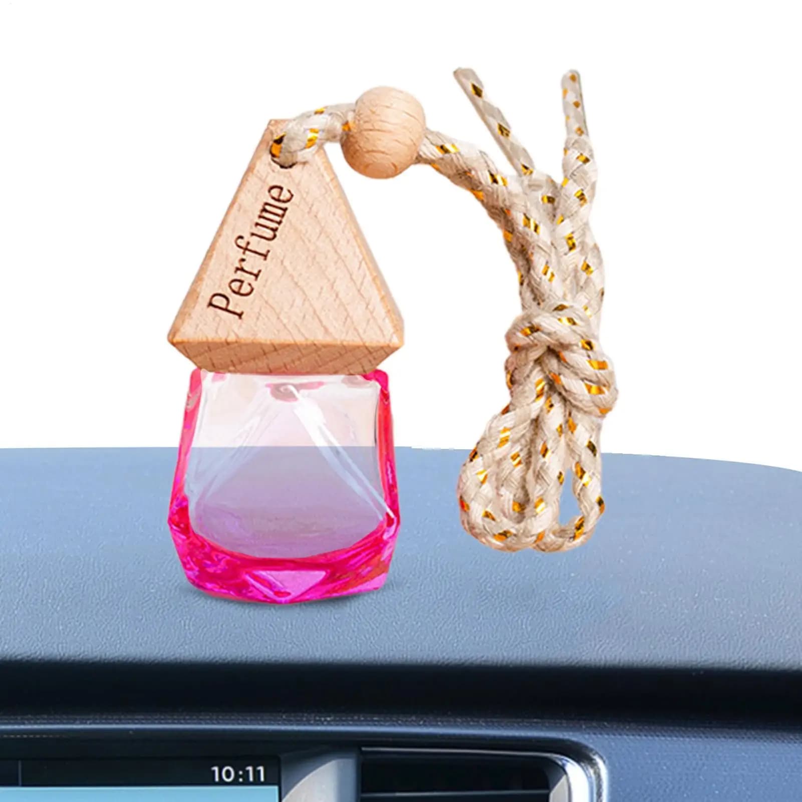 8ML Empty Car Air Freshener Pendant Perfume Glass Bottle With Wooden Caps Refillable Car Essential Oil Diffuser Bottle