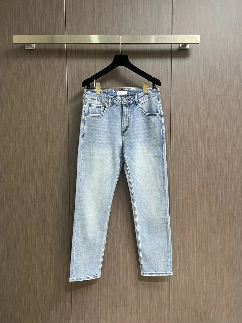 Jeans in denim lavato da uomo, stile vintage italiano, estivi, con ricamo, alla moda, casual, versatili, comodi, a gamba dritta