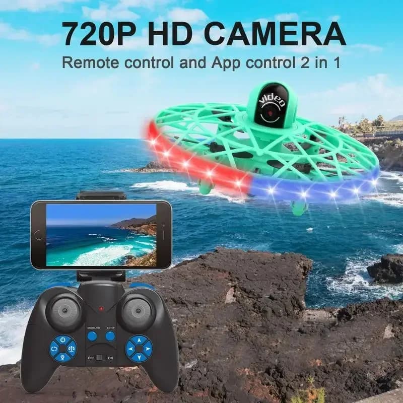 Drone Aereo RC 2.4G con Telecamera HD, Flip a 360°, Controllo Remoto tramite APP, Evitamento Ostacoli, Sensore di Gesti, Giocattolo per Bambini