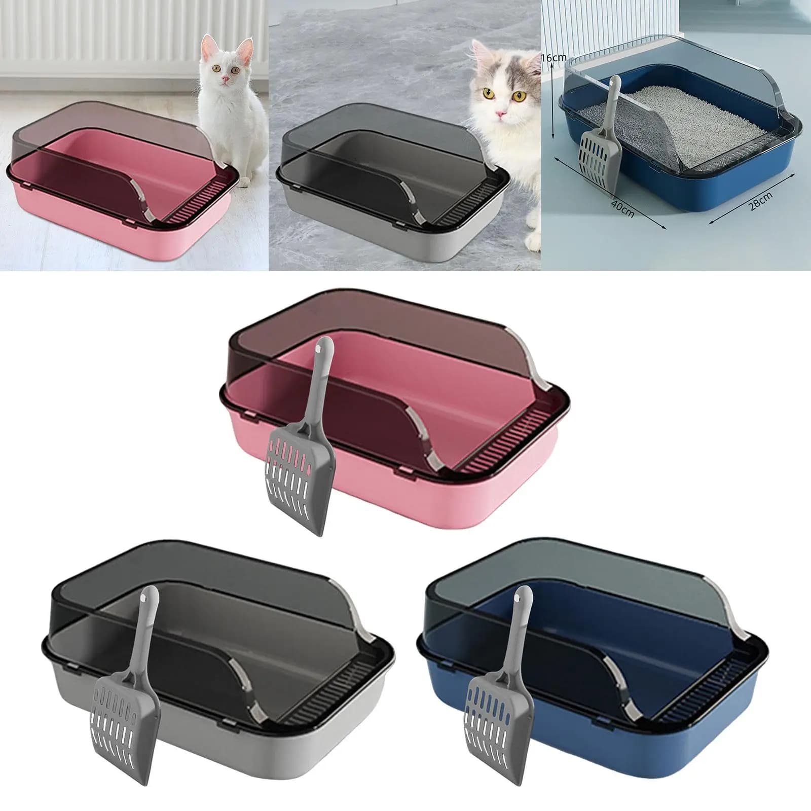 Lettiera portatile per gatti con design staccabile per una pulizia semplice