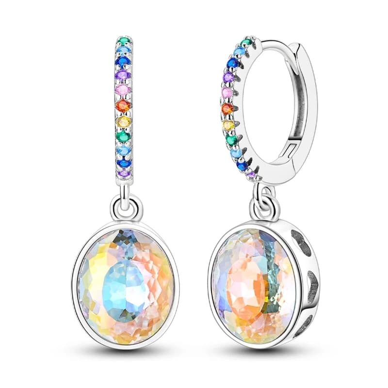 Orecchini in argento sterling 925 da donna scintillanti abbaglianti orecchini pendenti con pietre preziose ovali per regali di gioielli da sposa per anniversario