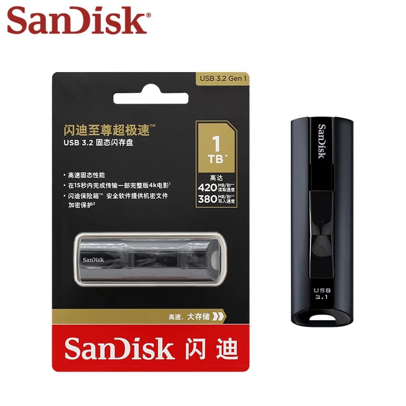 Unità flash a stato solido USB 3.1 originale SanDisk CZ880 Extreme PRO da 128 GB 256 GB 512 GB 1 TB Pen Drive Pendrive ad alta velocità