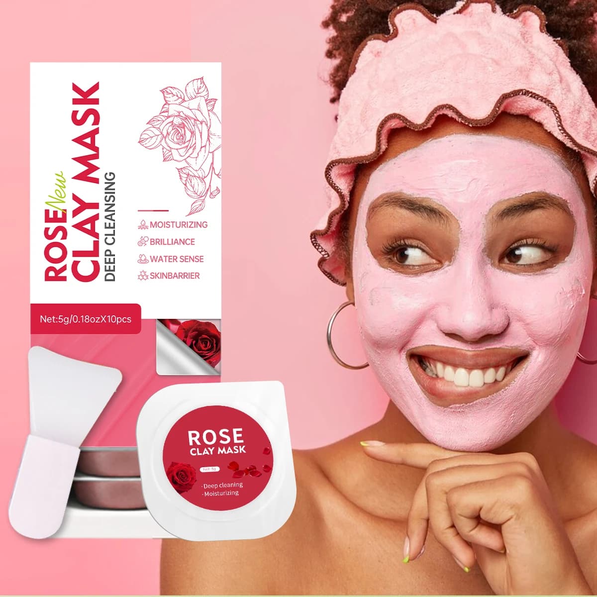5 g/0,18 once*10 Maschera al fango detergente alla rosa Pulizia profonda, idratante, nutriente, schiarente per la pelle