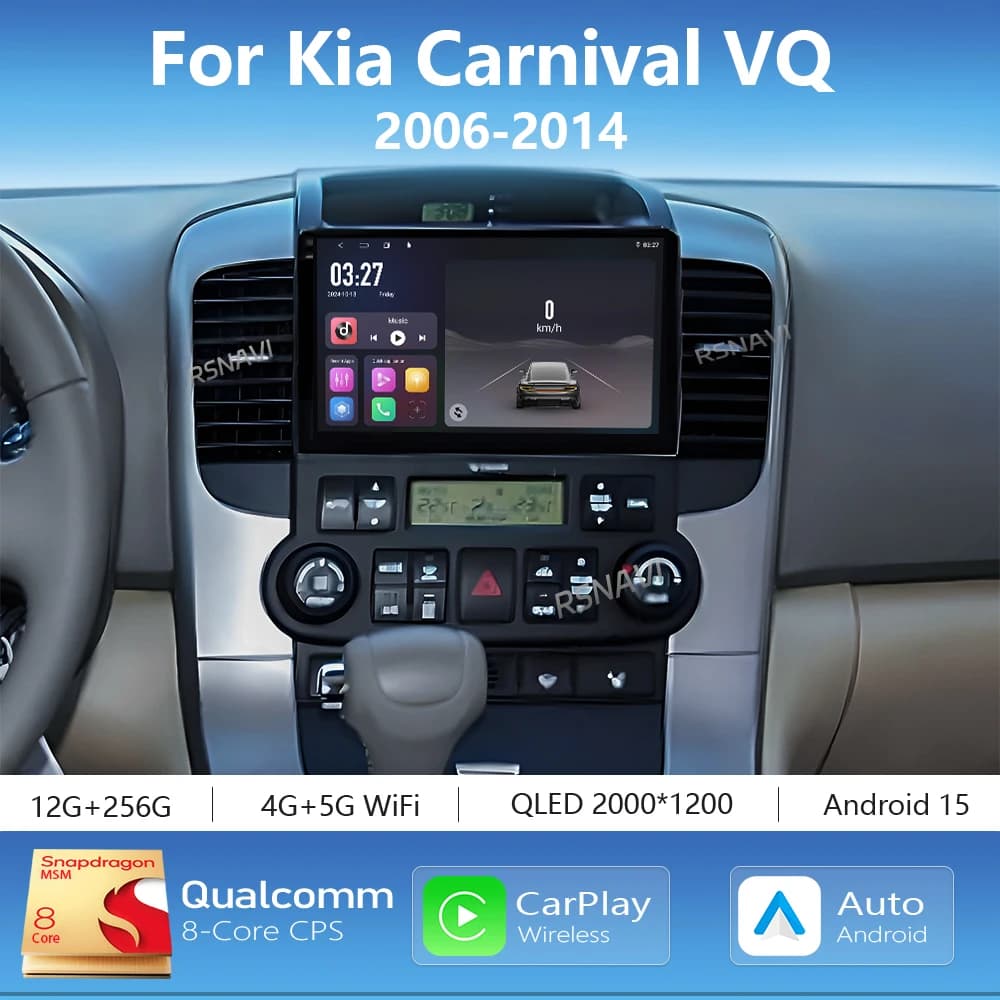 Android 16 Carplay Auto 2K Screen Car Player Radio BT Multimedia For Kia Carnival VQ 2006 - 2014 Autoradio Stereo 2Din Head Unit