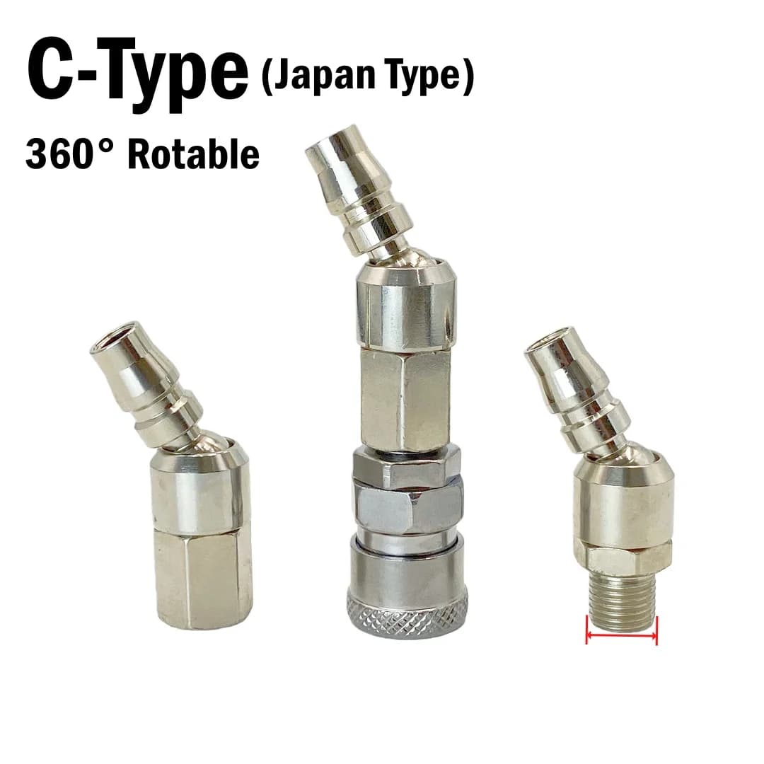360° Rotable Quick Plug Joint Adaptor C-Type (Japan Type) With BSP 1/4 Thread For Air Hose Paint Spray Gun Coupler Pneumatic
