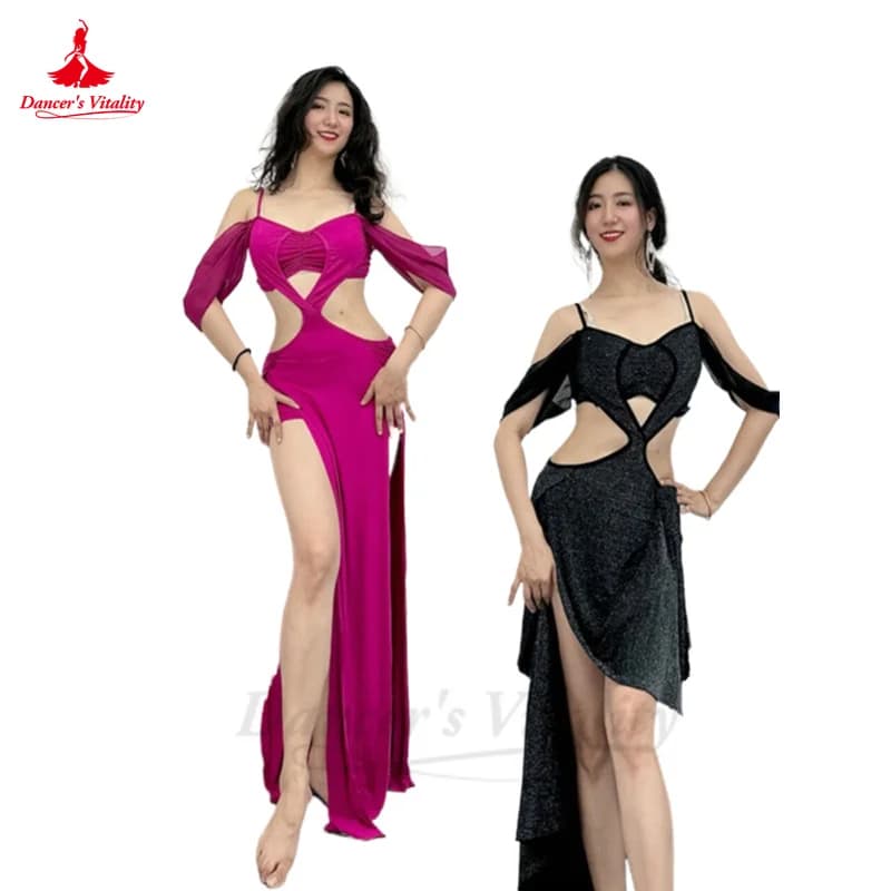 Women's Short Sleeved Fan Dancewear Silver Shaabi Balady Saidy Performance Clothing For Gilr Indian Practice Dress