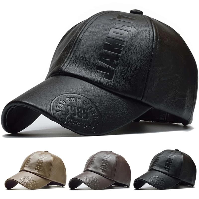 Leather baseball caps with unisex print 1985 Adjustable casual hats for spring and autumn outdoors Sun protection hat