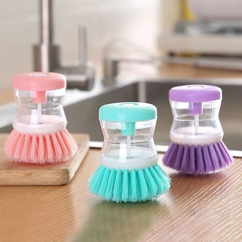 2 IN 1 Wash Pot Brushes Pot Dish Cleaning Brush With Liquid Soap Dispenser Dishwashing Brush Kitchen Cleaning Tools Accessories
