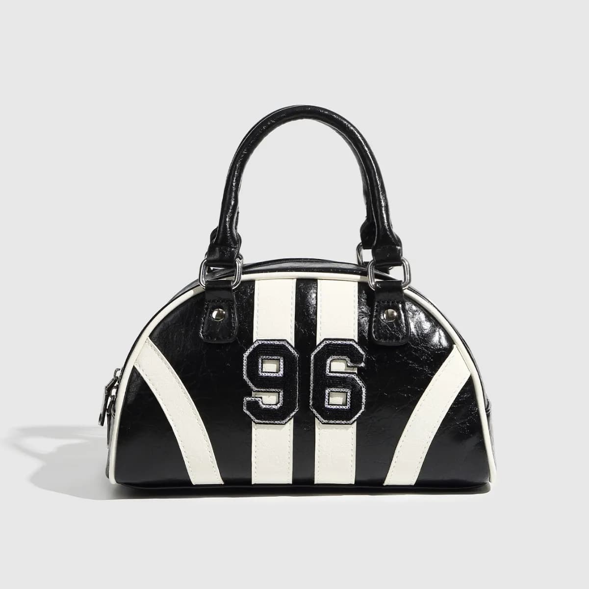 Nuova Borsa Bowling alla Moda con Design Digitale a Contrasto Bianco e Nero, Borsa da Donna Niche Spicy Girl Racing, Vendita all'Ingrosso