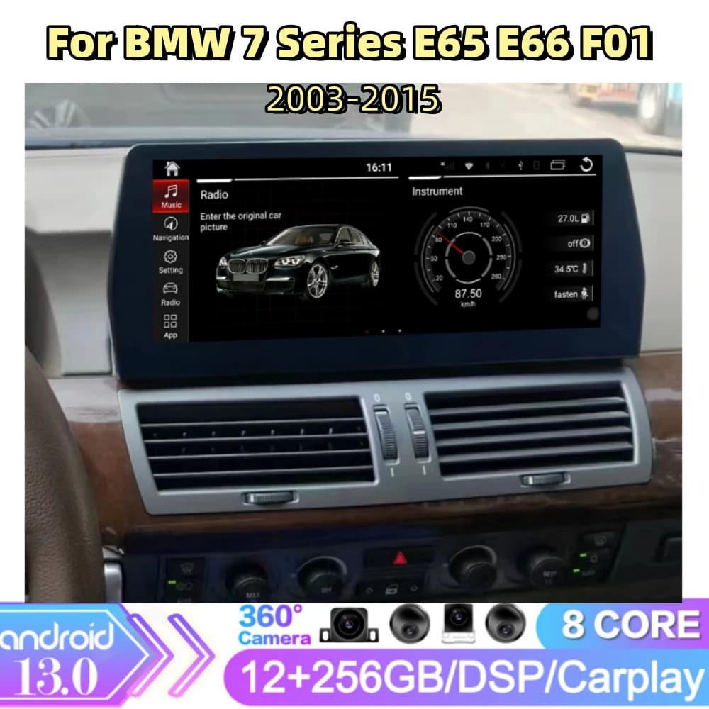 Schermo IPS da 12.3 "per BMW serie 7 E65 E66 F01 2003 - 2015 Android autoradio Video DVD lettore multimediale supporto GPS CIC/NBT/CCC