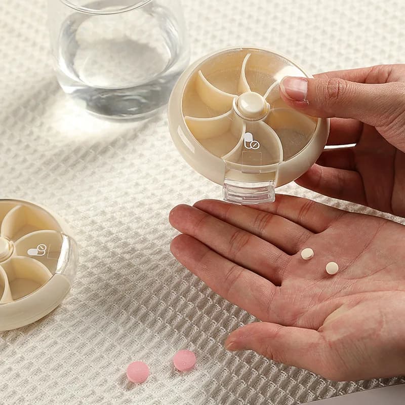 Portapillole settimanale Dose rotonda settimanale portapillole settimanale portapillole per contenere farmaci olio di pesce vitaminico e integratori