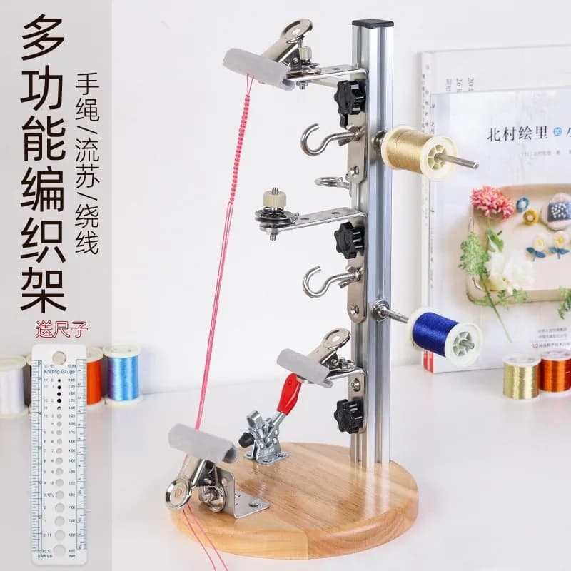 Multifunctional Hand Weaving Loom Stand, DIY Braiding Tool for Making Bracelets Necklaces Ropes, Craft Maker Kit for Beginners