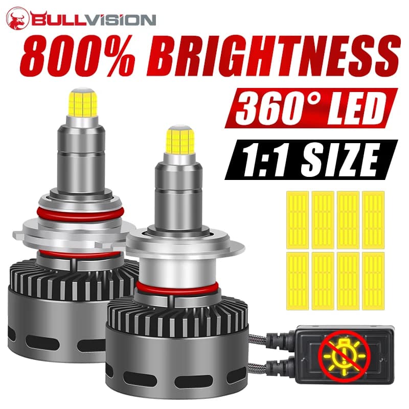 H11 H1 H7 LED 360 Canbus Car Headlight HB3 HB4 HIR2 9005 D2S D2H D4S Bi Led Bulb Motorcycle Accessories 30000LM 6000K 4300K 12V