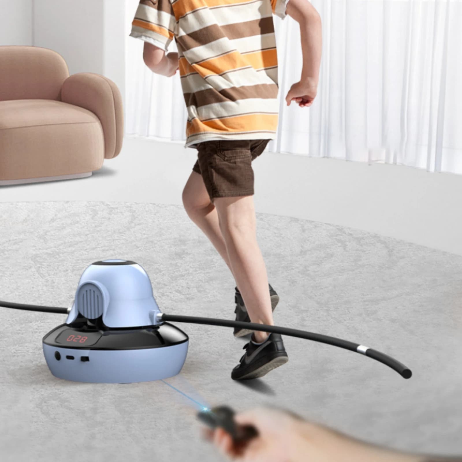 Automatic Jump Rope Machine Adjustable Speed Smart Skipping Machine with Controller Fitness Equipment Indoor Compact