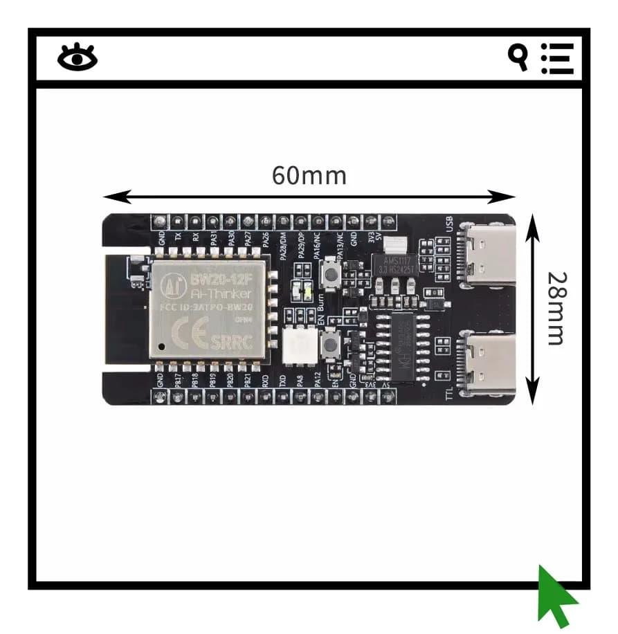 Kit BW20-12F, Scheda di Sviluppo Modulo WiFi+BLE 5.0 Bluetooth Dual Band, Antenna Integrata a Basso Consumo